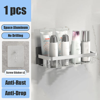 No Drill Bathroom Storage Rack