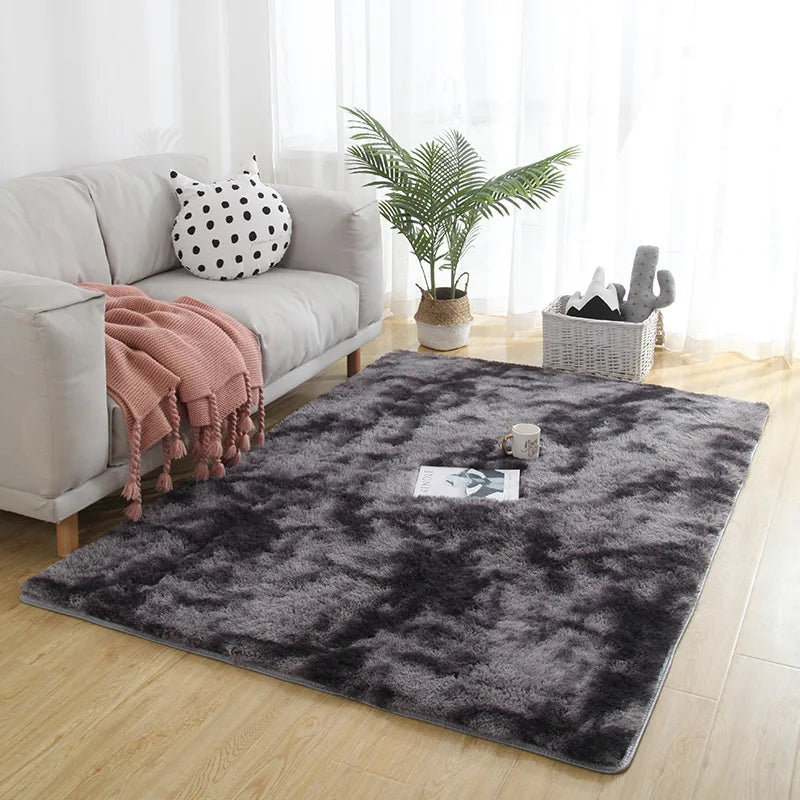 Gray Plush Carpet Soft Velvet Anti-Slip Rug