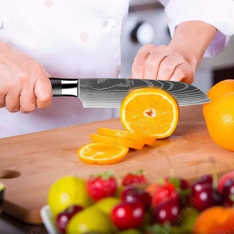 Laser Damascus Kitchen Knife