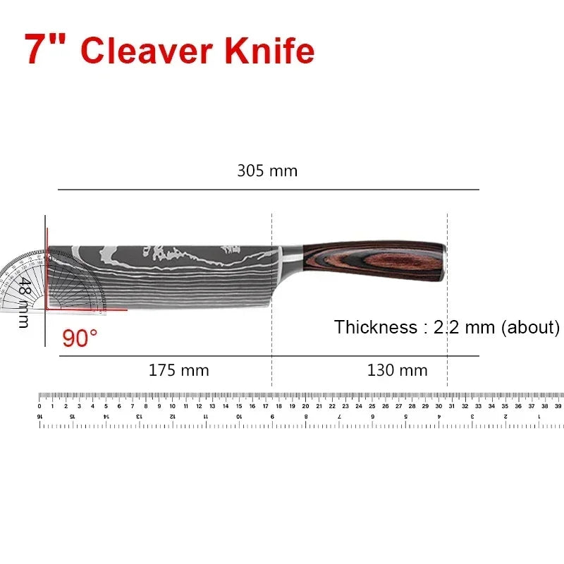 Laser Damascus Kitchen Knife