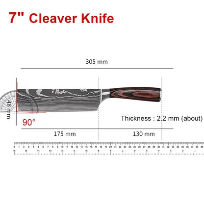 Laser Damascus Kitchen Knife