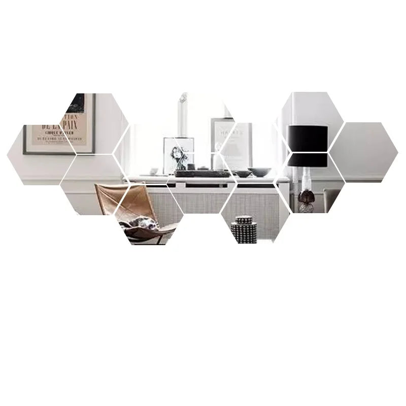 3D Hexagon Mirror Wall Stickers