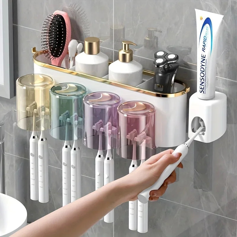 Toothbrush Holder with Squeezer Perforation-Free Shelf