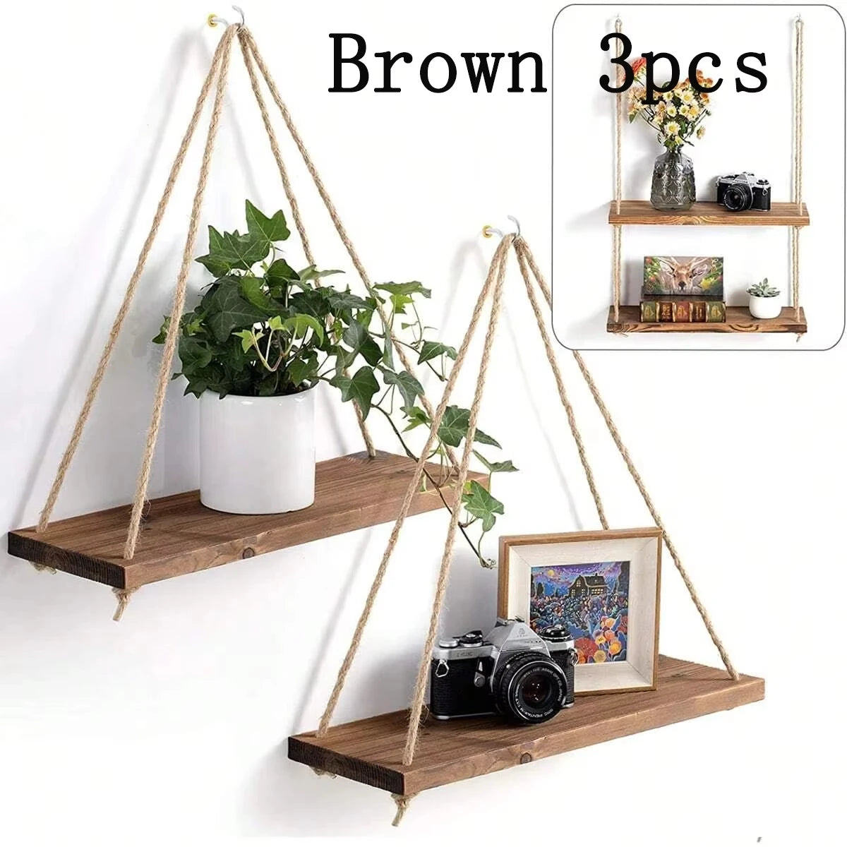 Wooden Swing Hanging Shelf