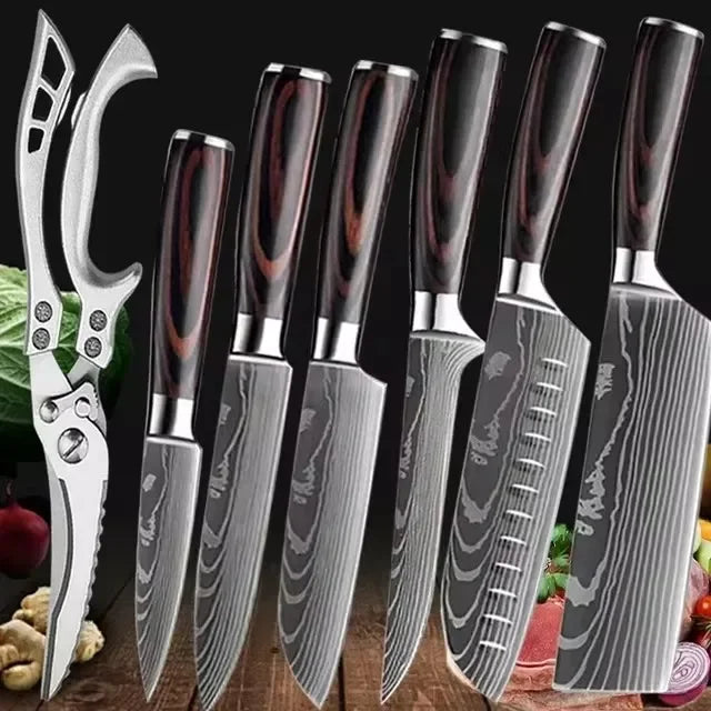 Laser Damascus Kitchen Knife