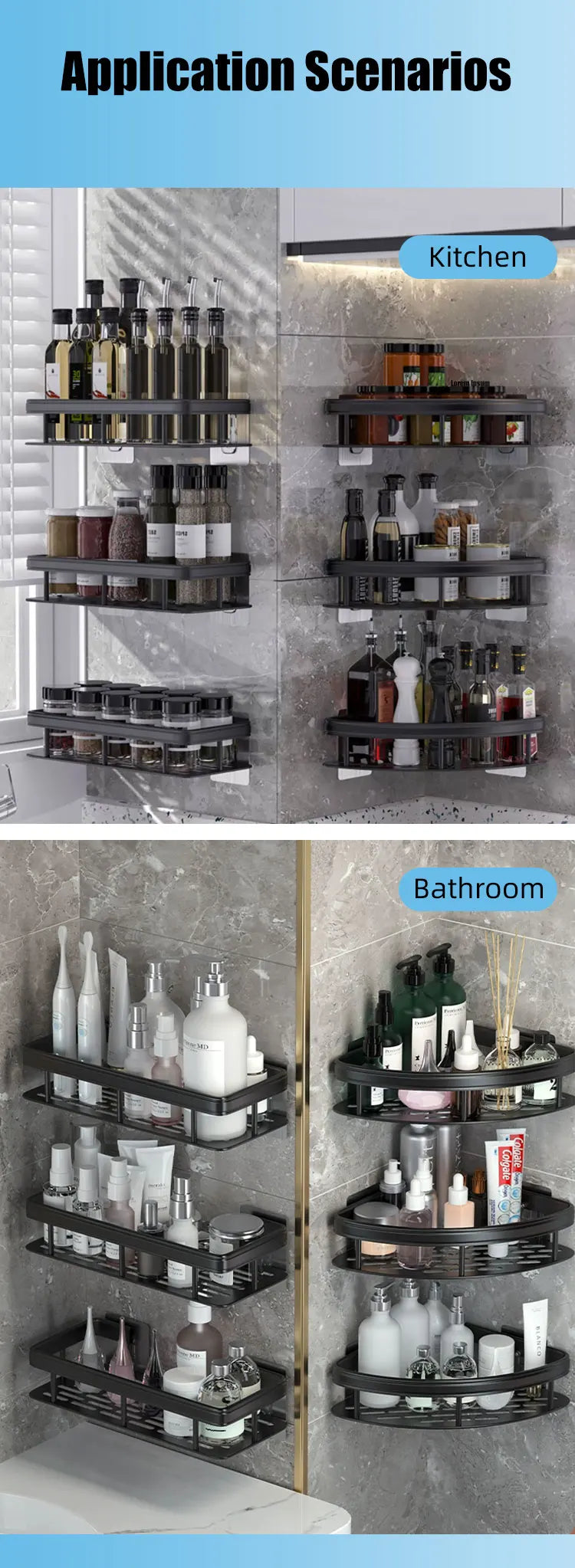 No Drill Bathroom Storage Rack