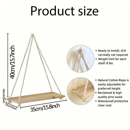 Wooden Swing Hanging Shelf