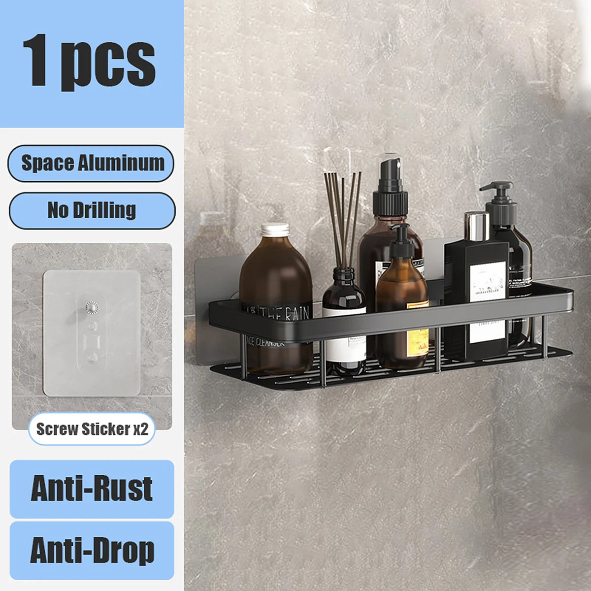 No Drill Bathroom Storage Rack