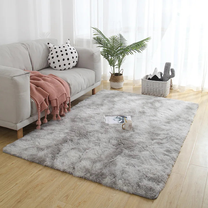 Gray Plush Carpet Soft Velvet Anti-Slip Rug