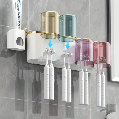 Toothbrush Holder with Squeezer Perforation-Free Shelf