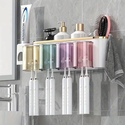 Toothbrush Holder with Squeezer Perforation-Free Shelf