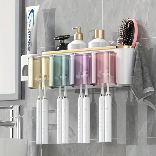 Toothbrush Holder with Squeezer Perforation-Free Shelf