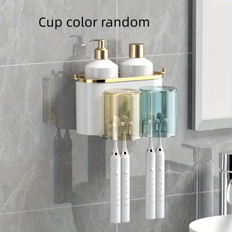 Toothbrush Holder with Squeezer Perforation-Free Shelf