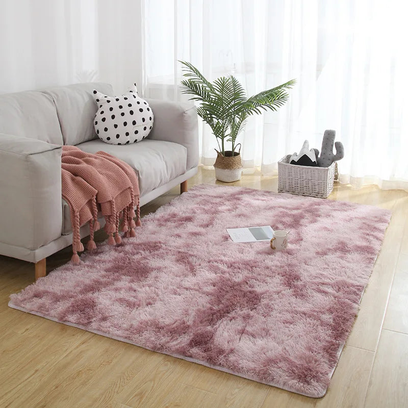 Gray Plush Carpet Soft Velvet Anti-Slip Rug