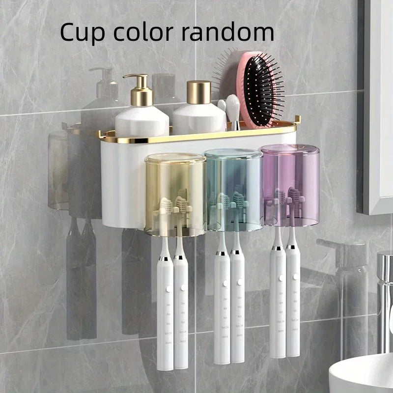 Toothbrush Holder with Squeezer Perforation-Free Shelf