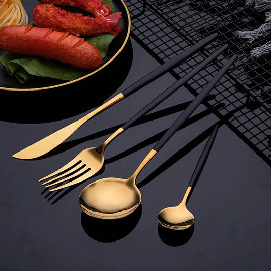 30Pcs Gold Stainless Steel Cutlery Set