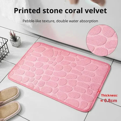 Embossed Fiber Carpet Anti-Slip Pebble Floor Mat