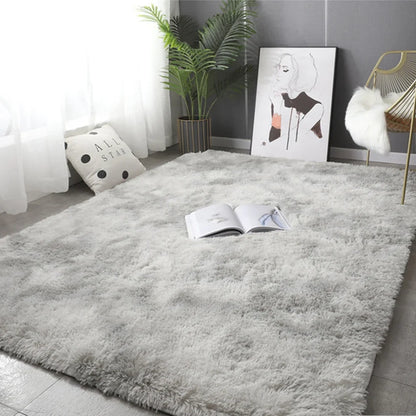 Gray Plush Carpet Soft Velvet Anti-Slip Rug