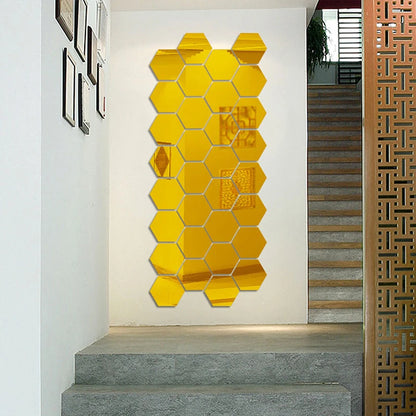 3D Hexagon Mirror Wall Stickers