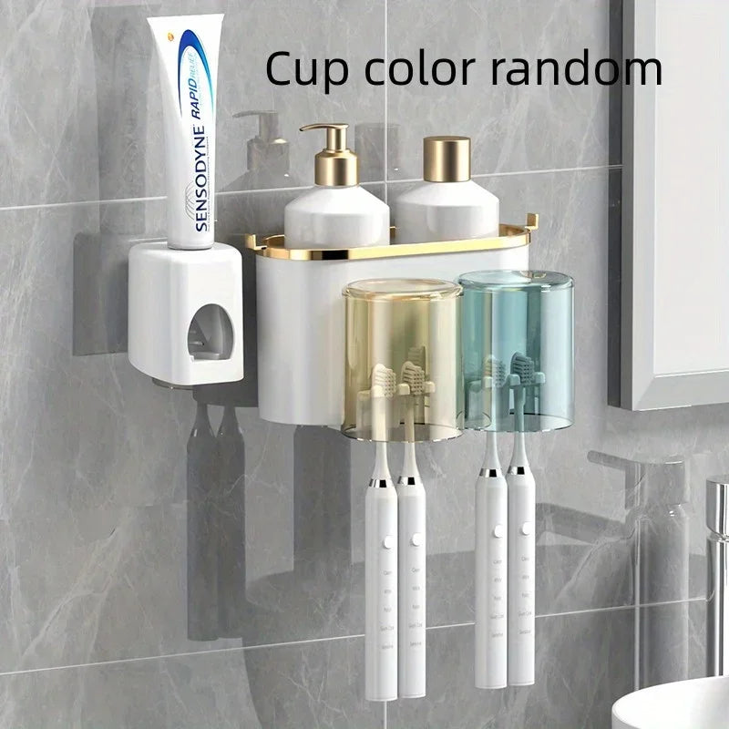 Toothbrush Holder with Squeezer Perforation-Free Shelf