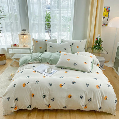 3-Piece Heart Floral Print Duvet Cover Set