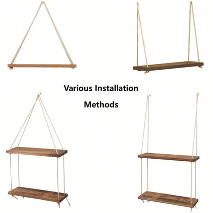 Wooden Swing Hanging Shelf