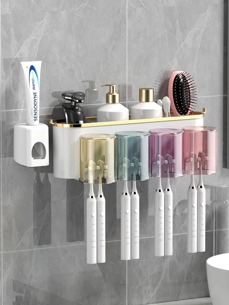 Toothbrush Holder with Squeezer Perforation-Free Shelf