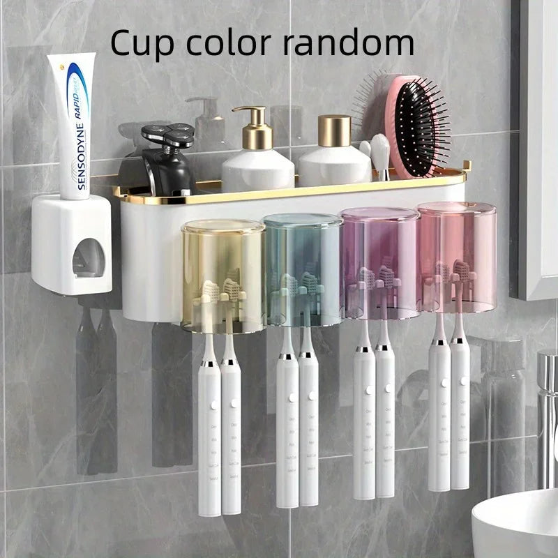 Toothbrush Holder with Squeezer Perforation-Free Shelf