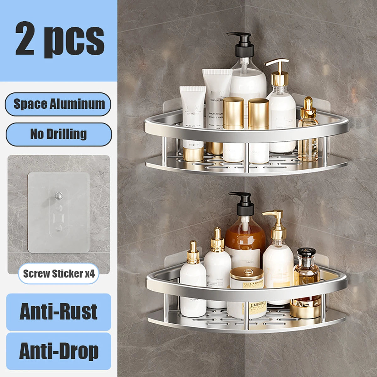 No Drill Bathroom Storage Rack