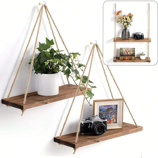 Wooden Swing Hanging Shelf