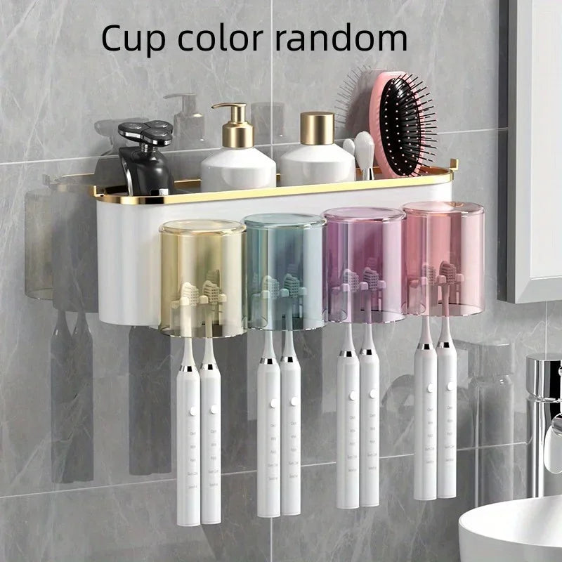 Toothbrush Holder with Squeezer Perforation-Free Shelf