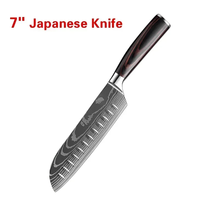 Laser Damascus Kitchen Knife