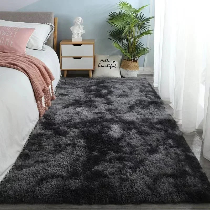 Gray Plush Carpet Soft Velvet Anti-Slip Rug